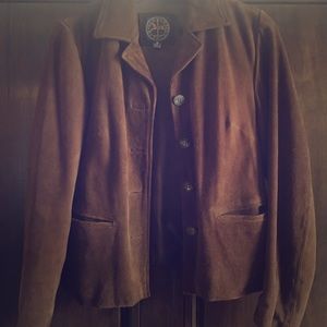 Brown suede jacket.
